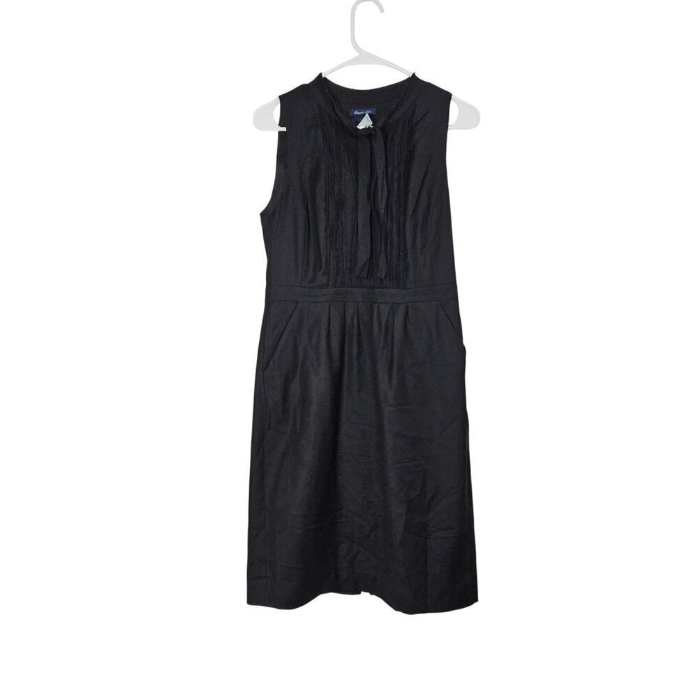 J.Crew Dress Super 120s Wool Sleeveless Pockets Sz 8 Medium Knee Length Black
